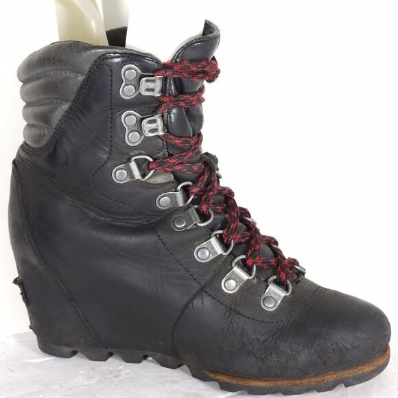 Sorel Women’s Conquest US 6 Black Leather Waterproof Wedge Ankle Winter Boots - Picture 6 of 16